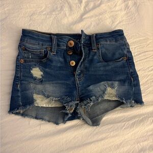 American Eagle Outfitters Blue Distressed Jean Shorts